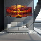 Canvas HD Poster Wall Art Pictures 5 Panel Comics Phoenix Animal Printed Painting Modern