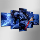 Modern Posters Wall Art Pictures 5 Panel Native American Horses HD Printed Painting
