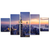 Modern HD Printed Wall Art Canvas Pictures 5 Pieces New York City Sunset Landscape Paintings Posters