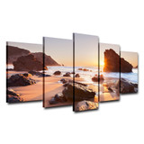 Modern HD Printed Wall Art Canvas Pictures 5 Pieces Sea Reef Sand Beach Sunrise Landscape Paintings Poster