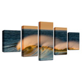 Canvas Wall Art Pictures 5 Pieces Blue Sea Wave Seascape HD Printed Posters Paintings
