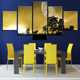 HD Wall Art Painting Poster Printed Canvas 5 Panel Sunrise Tree Landscape Pictures Modular