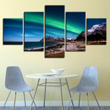 Canvas Painting Cuadros Wall Art 5 Panel Beautiful Northern Lights Modular Pictures Prints