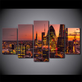 Modern HD Printed Posters 5 Panel London Lights City Building Tableau Wall Art Pictures Canvas Modular Paintings