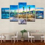 Modern On The Wall Art Modular 5 Panel Muslim Islam Building Abstract Painting On Canvas Pictures