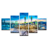 Modern On The Wall Art Modular 5 Panel Muslim Islam Building Abstract Painting On Canvas Pictures