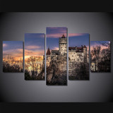 Modern Wall Art Modular Pictures 5 Pieces Bran Castle Romania Landscape HD Print Painting On Canvas