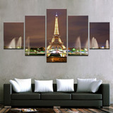 Wall Art Modular HD Printed Pictures Modern Poster 5 Panel Paris Tower Landscape Canvas Painting