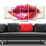 Modern Canvas Painting HD Printed Wall Art Pictures 5 Pieces Watercolor Red Lip Poster