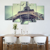 Canvas Wall Art Pictures Poster 5 Pieces Paris Eiffel Tower Modern HD Printed Modular Painting