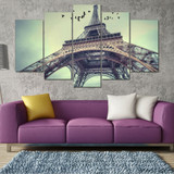 Canvas Wall Art Pictures Poster 5 Pieces Paris Eiffel Tower Modern HD Printed Modular Painting