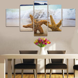 Modern Canvas Painting HD Printed Wall Art Pictures 5 Pieces Sea Creatures Starfish Sand Beach Poster