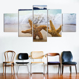 Modern Canvas Painting HD Printed Wall Art Pictures 5 Pieces Sea Creatures Starfish Sand Beach Poster