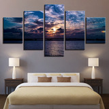 HD Printed Wall Art Canvas Pictures 5 Pieces Clouds Sea Level Sunset Landscape Paintings Poster