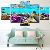 HD Decoration Canvas Painting Poster Wall Art 5 Panel Bottom Of The Sea Fish Printed Pictures