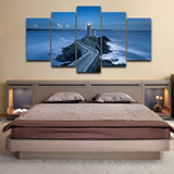 Pictures Vintage 5 Panel Lighthouse On Canvas Landscape And Prints On The Wall Paintings