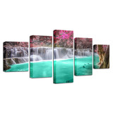 Wall Art Modular HD Printed Canvas Painting Poster 5 Panel Waterfall Landscape Pictures Modern