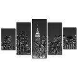 HD Printed Pictures Canvas Wall Art 5 Pieces Black White Effect Night View Landscape Paintings