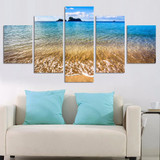 HD Printed Canvas Poster Wall Art 5 Pieces Sea Wave Beach Island Landscape Painting Modular Picture