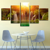 Modular HD Wall Picture Art 5 Panel Sunrise Falls Landscape Printed Modern Painting Canvas Posters