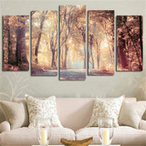Wall Art Modern HD Pictures Poster 5 Panel Autumn Leaves Landscape Canvas Print Painting Modular