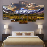 Modern Canvas Pictures HD Printed Wall Art 5 Pieces Sky Ice Mountain Grassland Natural Scenery