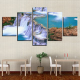 Modern Canvas Painting Wall Art Pictures 5 Pieces Lake Waterfall Mountain Natural Scenery HD Printed Poster