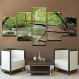 Modular HD Printed Canvas Wall Art Poster 5 Panel Tree Water Landscape Pictures Modern Painting