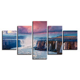 Wall Art Modular Poster HD 5 Panel Beautiful Waterfall Landscape Pictures Modern Canvas Painting