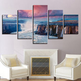 Wall Art Modular Poster HD 5 Panel Beautiful Waterfall Landscape Pictures Modern Canvas Painting