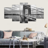 Modern Wall Art Posters Pictures 5 Panel George Washington Bridge Painting HD Printed