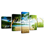HD Canvas Modern Poster 5 Panel Coconut Trees Sea Landscape Wall Art Printed Pictures Painting