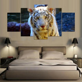 Modular Picture Large Canvas 5 Panel Animal Tiger Printed Painting Wall Art