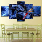 Wall Art Poster Modern 5 Pieces Animal Blue Horse Canvas HD Print Painting Modular Pictures