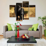 Poster Wall Art Modern Pictures 4 Panel Black Lion Living Room HD Print Modular Canvas Painting
