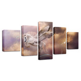 Canvas Wall Printed Art Poster 5 Panel Flying Unicorn Modern HD Pictures Painting