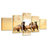 Modern HD Print Pictures Wall Art Poster 5 Panel Run Horse Canvas Cuadros Modular Painting