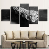 Modern HD Printed Wall Art Canvas Pictures 5 Pieces Animal White Tiger Swimming Painting Poster
