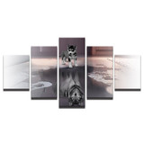 Printed Canvas Poster HD Printed Large Animal Dog Wall Art 5 Panel Wolf Modular Pictures Painting