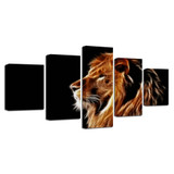 Wall Art Abstract Decorative 5 Panel Animal Lion Modular Pictures Bedroom Canvas Prints Painting