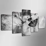 Modern Canvas Wall Art Pictures 5 Pieces Animal White Wolf HD Printed Modular Posters