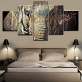 Cuadros Painting Pictures Modular 5 Panel Animal Elephant HD Printed Modern Canvas Wall Art Poster