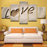 Canvas Modern HD Printed Paintings Wall Art 5 Pieces Carving Love Quotes Posters Modular Love Heart Pictures
