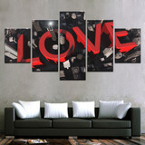 Modular Canvas Wall Art HD Prints Poster 5 Piece Love City Painting Red Letters Love Quote Picture