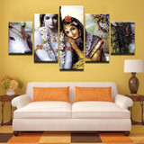 Modern Poster Wall Art HD Printed Canvas Photo 5 Pieces India Myth Krishna Painting Living Room Vishnu Pictures