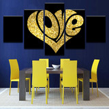 Modern Canvas Painting Wall Art HD Prints 5 Piece Love Heart Poster Modular Fashion Love Quotes Pictures