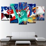 Abstract Pictures Canvas Painting Wall Art 5 Pieces American Flag HD Printed