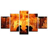 Modern Painting Abastract Wall Art Pictures 5 Pieces Canvas Printed Warrior Fireman Fire Fighter Poster