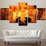 Modern Painting Abastract Wall Art Pictures 5 Pieces Canvas Printed Warrior Fireman Fire Fighter Poster