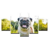 Modular Home Wall Modern Poster HD Printed 5 Pieces Cute Pug Puppies Painting Decor Canvas Abstract Animal Dog Pictures